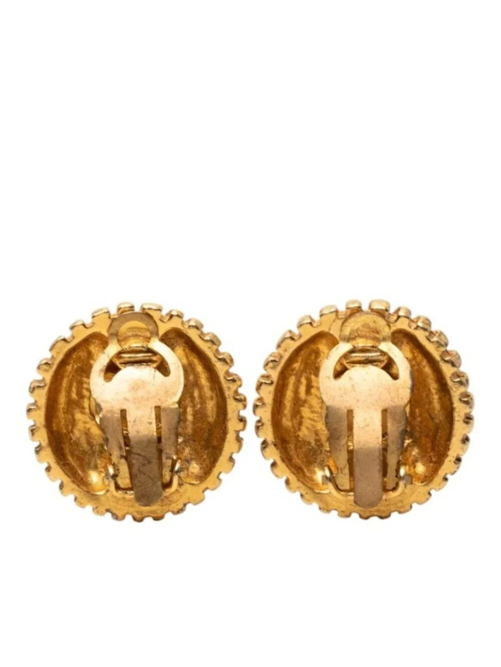 Chanel CC Logo Round Earrings Gold Plated